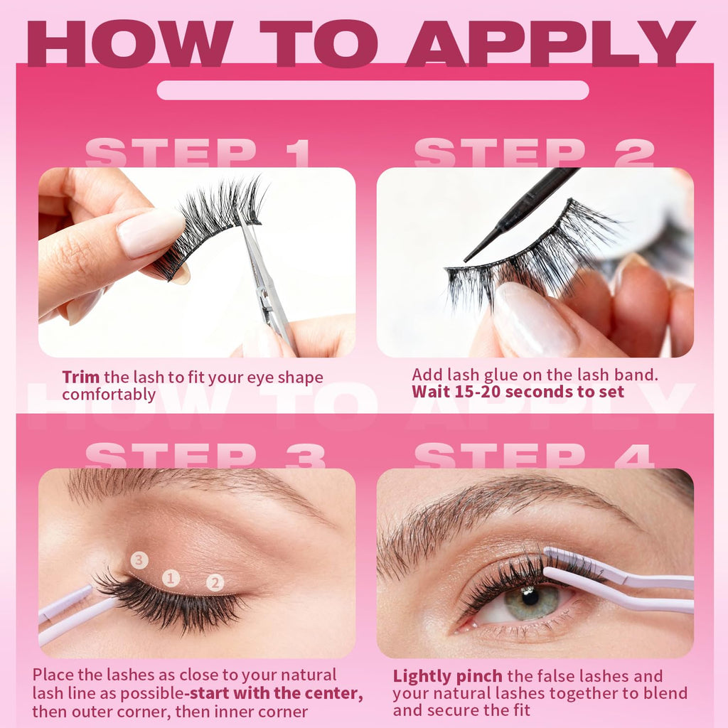 False Eyelashes 14mm Faux 3D Mink Lashes Natural Look Cat Eye Wispy Lashes Pack by Kiromiro, 14 Pairs