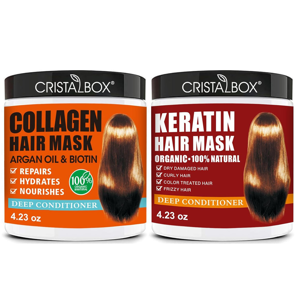 2 Pack Collagen Hair Mask & Keratin Hair Mask,Keratin Hair Treatment,Deep Conditioning Hair Mask for Damaged Hair,Hydrat