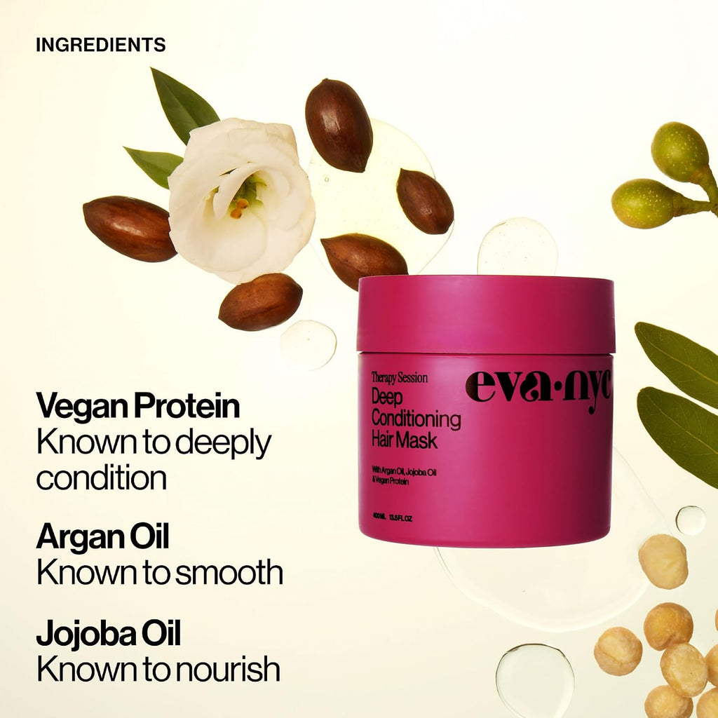 Eva NYC Therapy Session Deep Conditioning Hair Mask with Vegan Protein, Jojoba Oil + Argan Oil - Hydrate, Soften + Repai