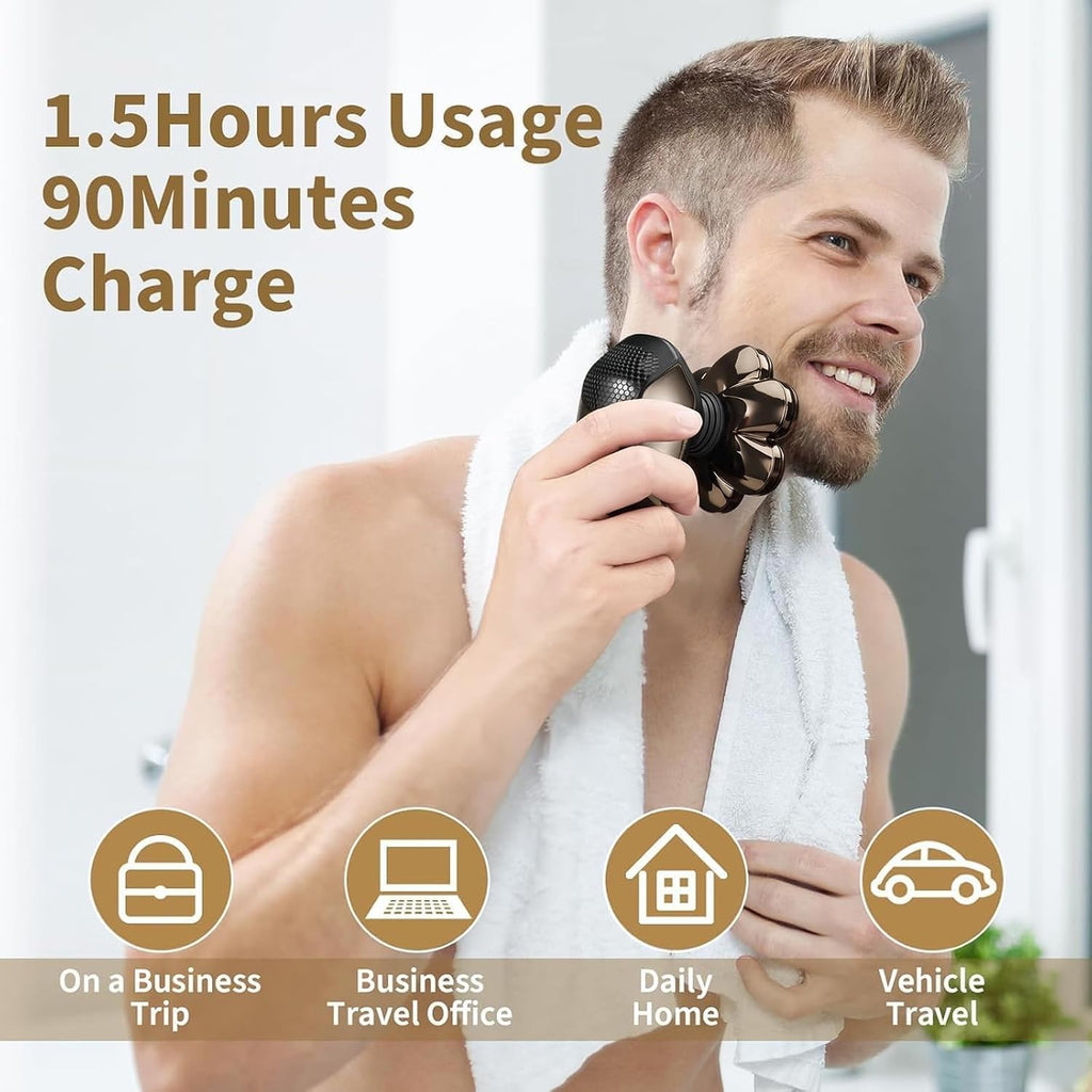 SHPAVVER Head Shavers for Bald Men: 5-in-1 IPX7 Waterproof Grooming Kit - 7D Floating Electric Razor With Magnetic Remov