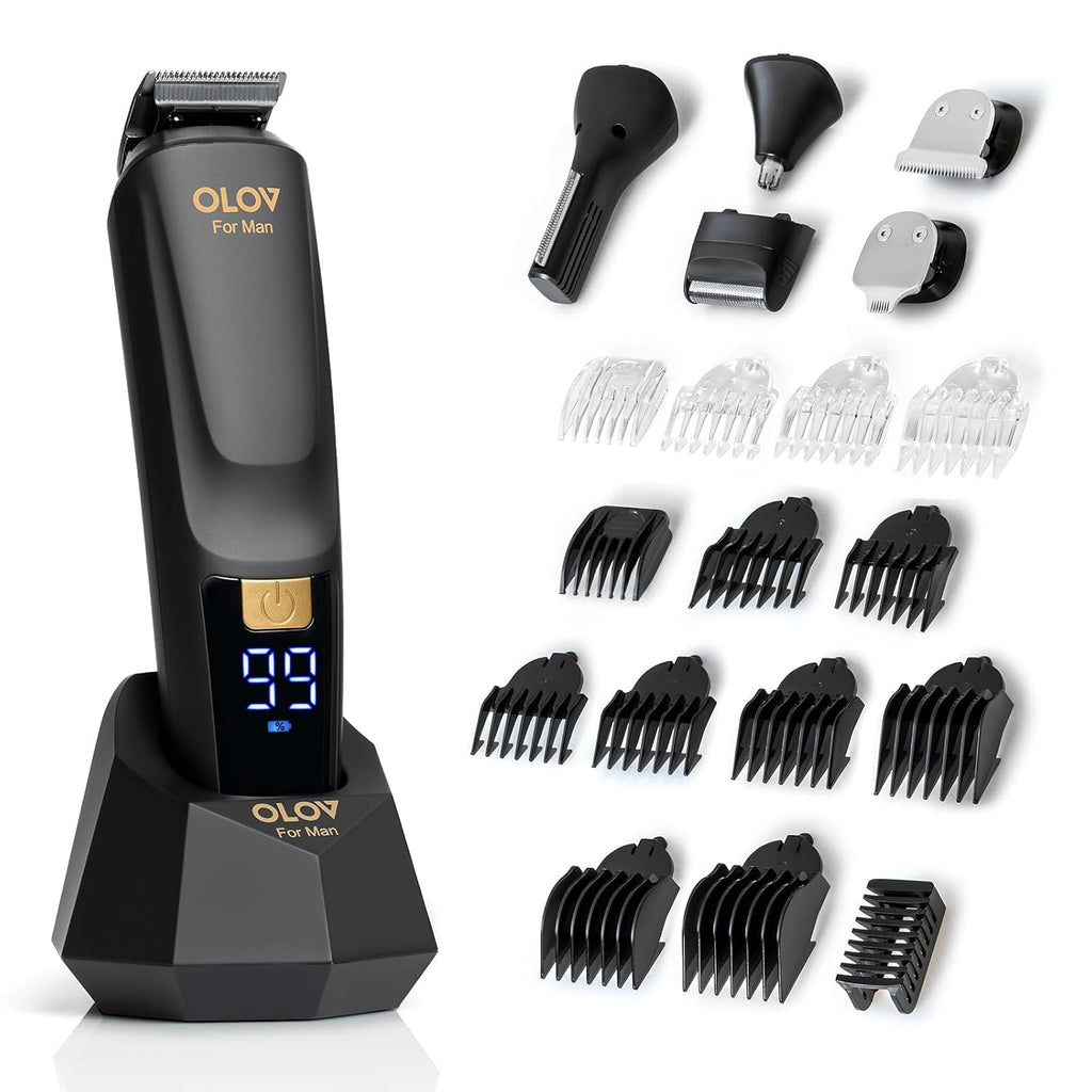OLOV For Man Beard Trimmer, 21 Piece All-in-One Mens Grooming Kit and Hair Clipper, Nose, Ear,Body and Face, Electric Ra