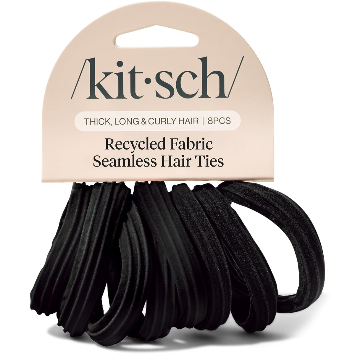 Kitsch Elastic Hair Ties No Damage | Stretchable Hair Bands - Black, 12pcs