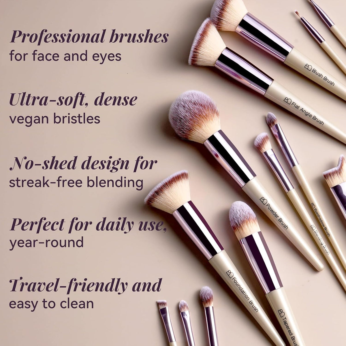 BS-MALL Makeup Brush Set 18 Pcs Professional Foundation Powder Concealers Eyeshadow Blush Synthetic Makeup Brushes with 