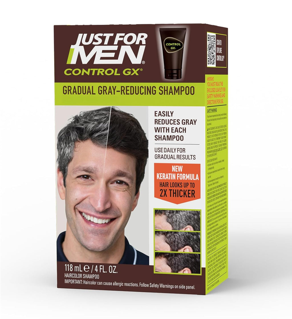 JUST FOR MEN Control GX Gray Reducing Shampoo, Keratin, 4 Fl Oz (1 Pack)