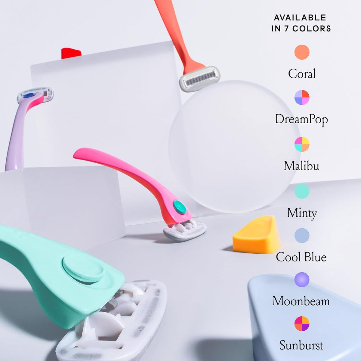 Billie Razors for Women, Malibu - 1 Handle, 4 Refills & Magnetic Holder