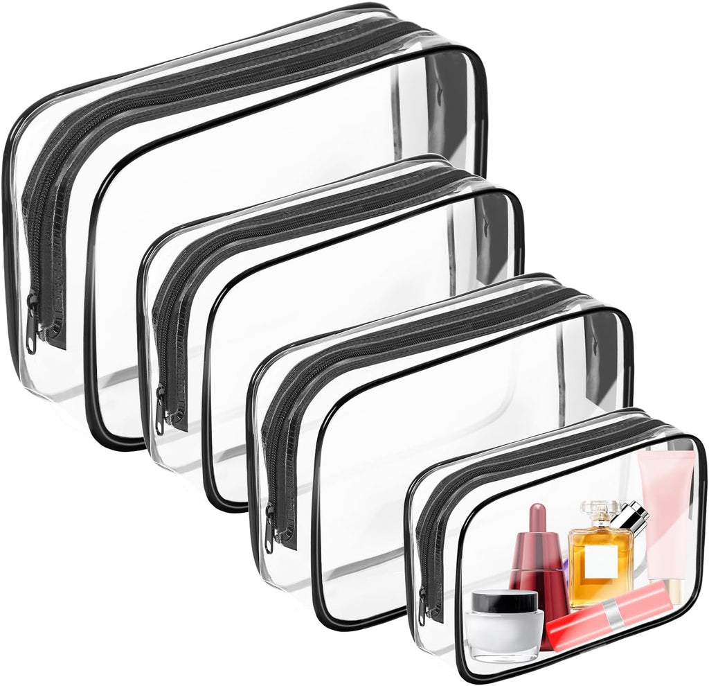 AURUZA Clear Makeup Bag,Portable Travel Toiletry Bags with Zipper, TSA Approved Clear Organizer Bags, PVC Cosmetic Pouch