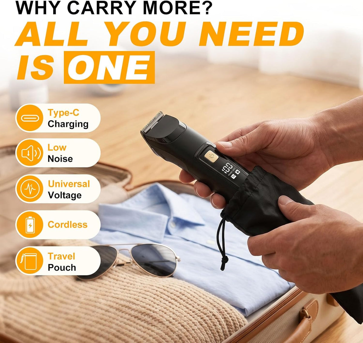 Beard Trimmer for Men,Fast Charge 4-in-1 Kit,18 Lengths,Gift for Men