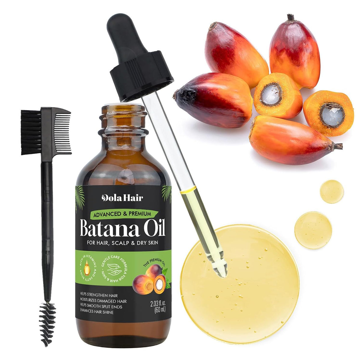 Dolahair Batana Oil for Hair, Scalp & Skin, Natural Elaeis Oleifera Kernel Oil, Moisturizing Hair Oil for Dry Hair, Ligh