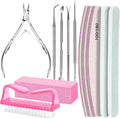 FANDAMEI Nail Care Kit, Nail Files 100/180, Nail Buffer Block, Cuticle Nippers, Cuticle Trimmer, Cuticle Pusher, Nail To
