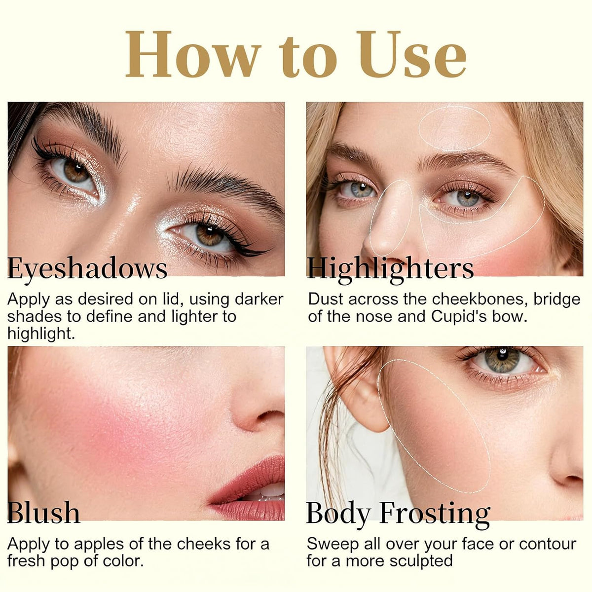 All in One Baked Makeup Face Palette, Includes 6 Eyeshadows, Bronzer, Blush, and Highlighter, Blush and Bronzer Palette,