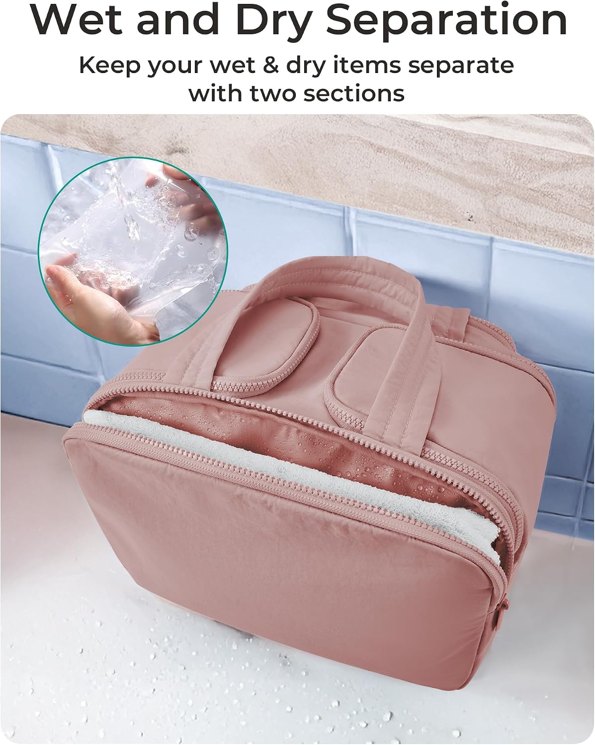 BAGSMART Travel Toiletry Bag, Lightweight Large Wide-open Travel Bag for Women, Puffy Cosmetic Makeup Bag Organizer with