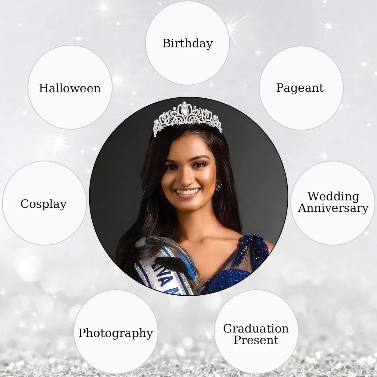 Didder Silver Crystal Tiara Crowns for Women Girls Elegant Princess Crown with Combs, Tiaras for Women Bridal Wedding Pr