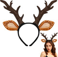 woxafo Deer Antlers Headband, Deer Costume for Women Adults, Cute Reindeer Horns Ears Costume Accessories for Halloween 