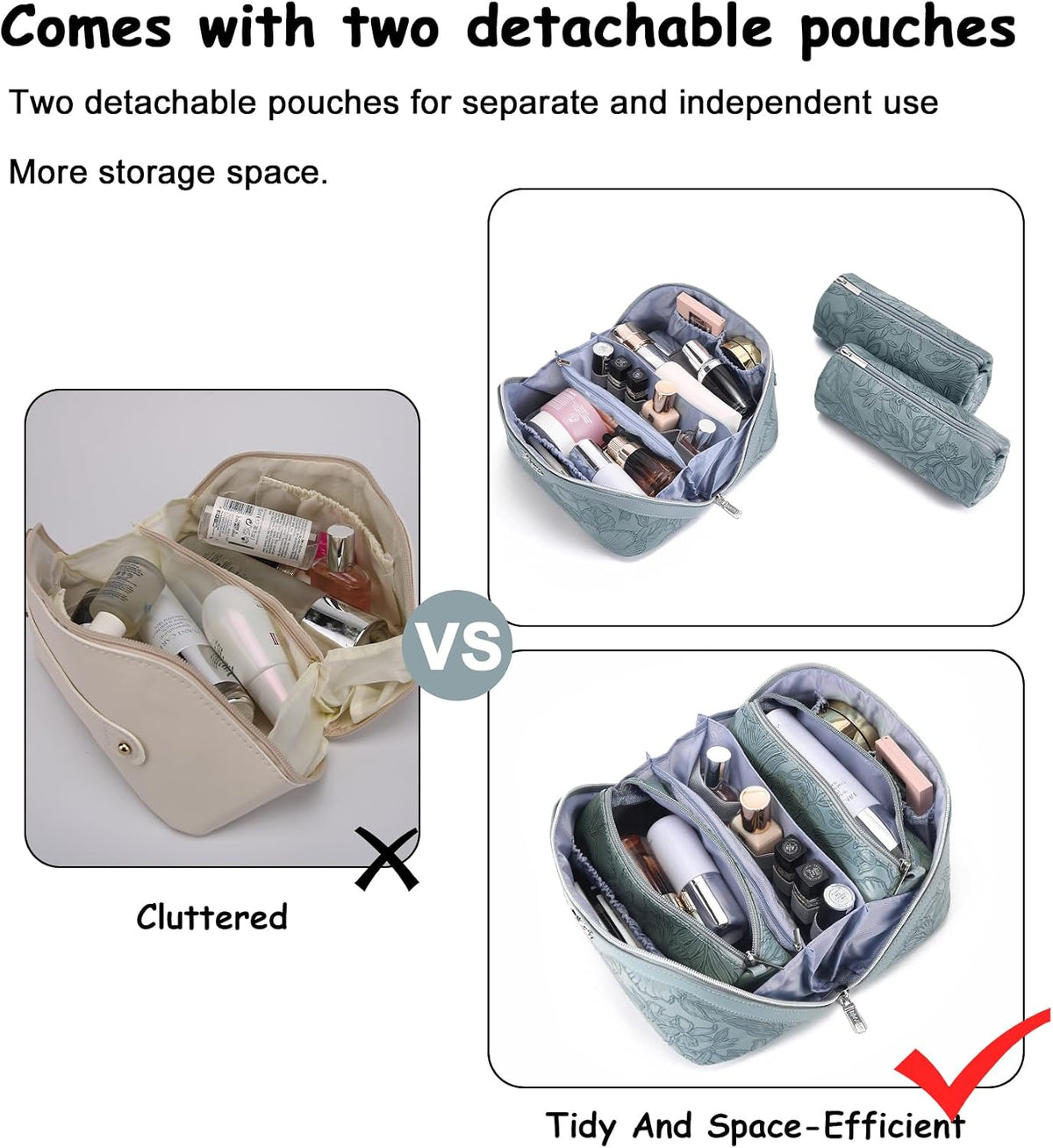 BOYATU Travel Makeup Bags Cosmetic Organizer Bag: Floral Make up Bag