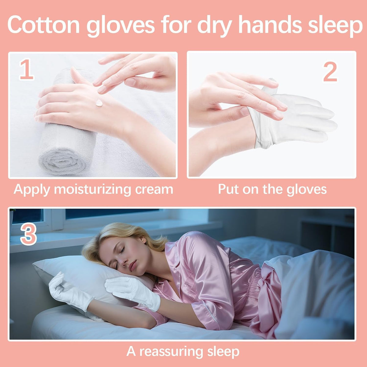 36 Pcs White Cotton Gloves for Dry Hands Sleeping, Men&Women Soft Sleep Gloves for Eczema and Moisturizing Overnight, St