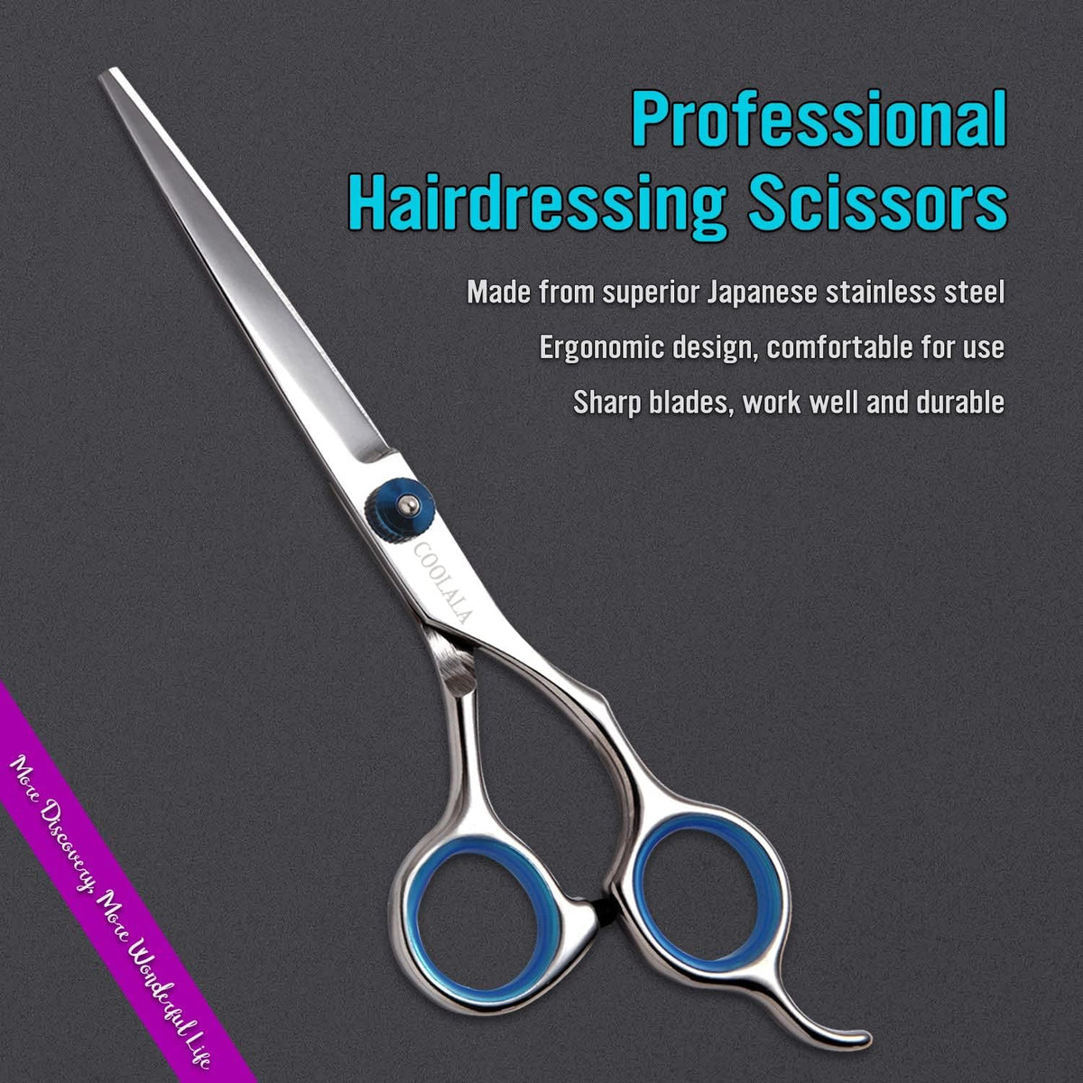 COOLALA Stainless Steel Hair Cutting Scissors 6.5 Inch Hairdressing Razor Shears Professional Salon Barber Haircut Sciss