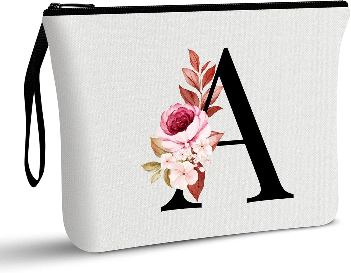 Vavabox A-Z Personalized Makeup Bag, Birthday Gifts for Women Mom, Gifts for Best Friend, Bride Bridesmaid Cosmetic bag 