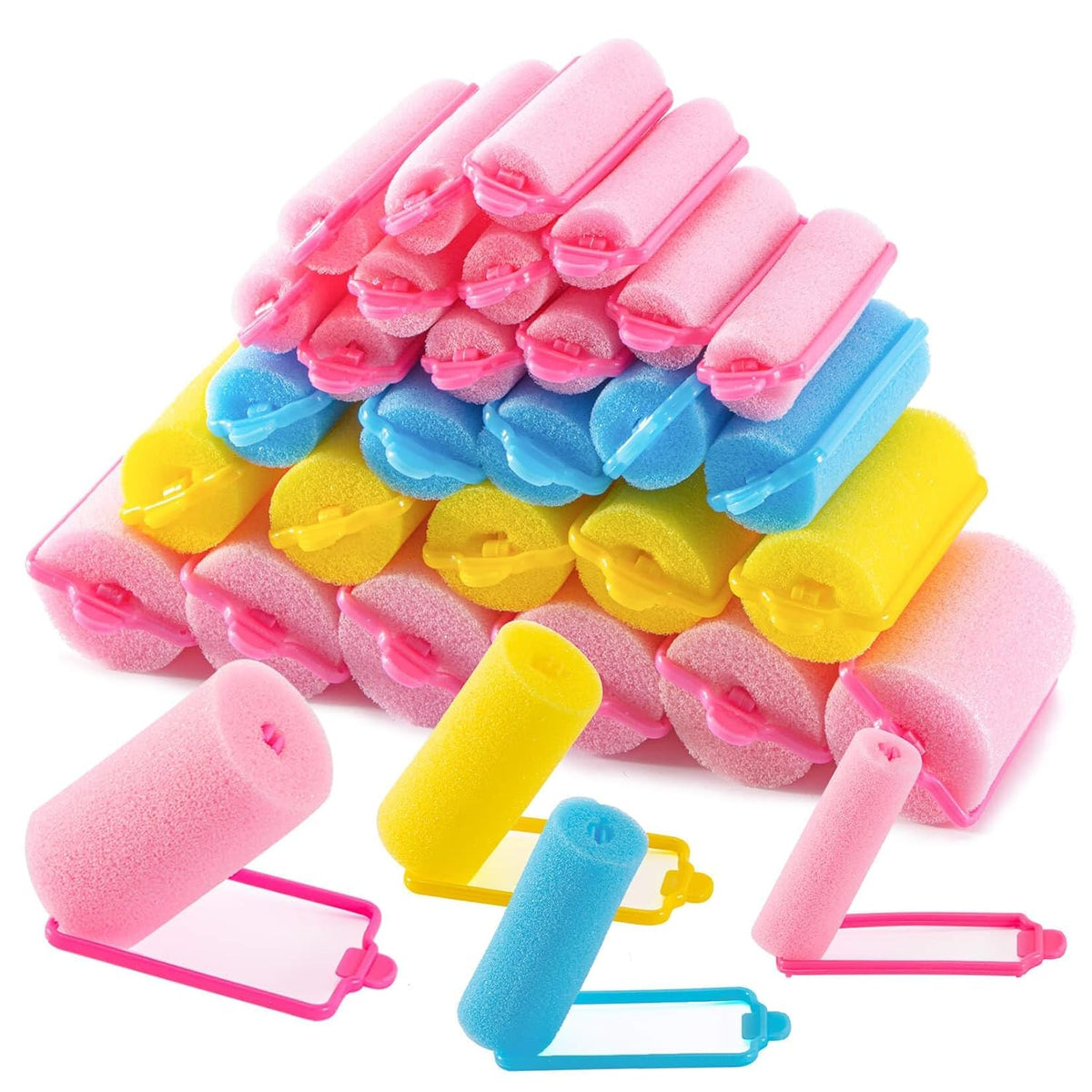 MAQIHAN 36PCS Foam Hair Rollers -Sponge Rollers for Hair Curling Mix Size