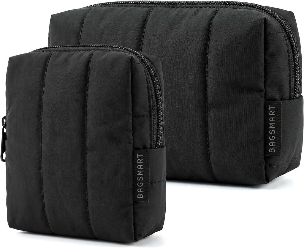BAGSMART Small Makeup Bag for Women with Slip-in Pocket, Baby Pink