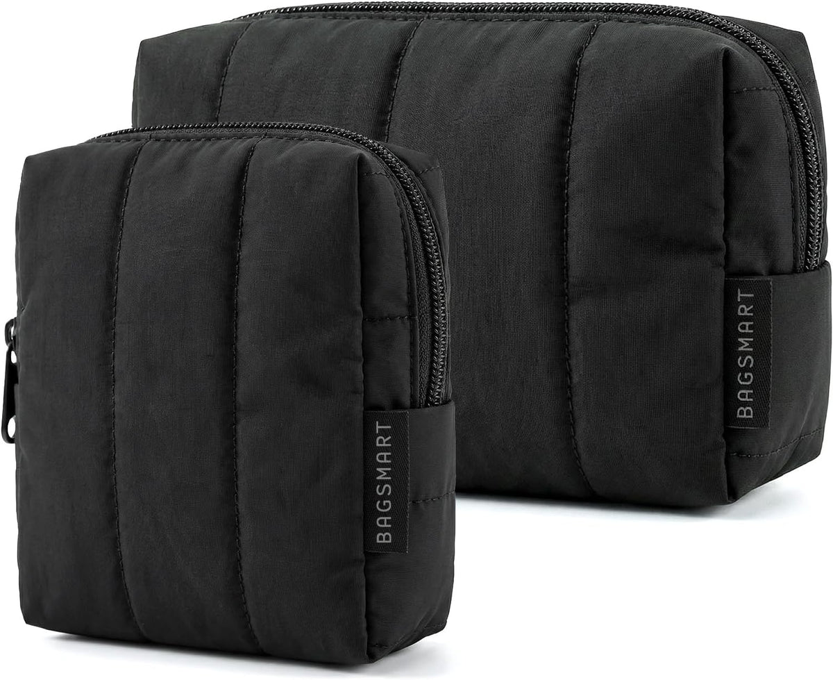 BAGSMART Small Makeup Bag for Women with Slip-in Pocket, Baby Pink