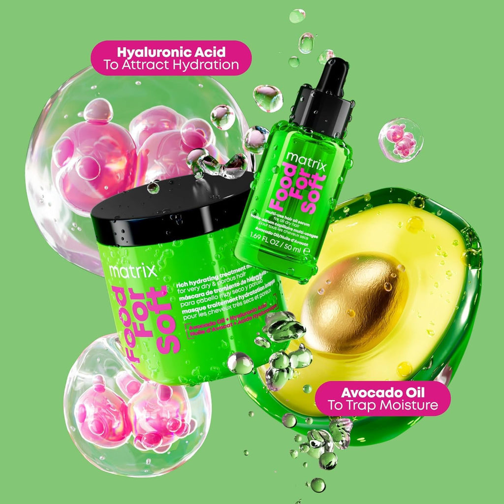MATRIX Food For Soft Rich Hydrating Treatment Mask - For Dry & Brittle Hair, Adds Shine & Softness, With Avocado Oil & H