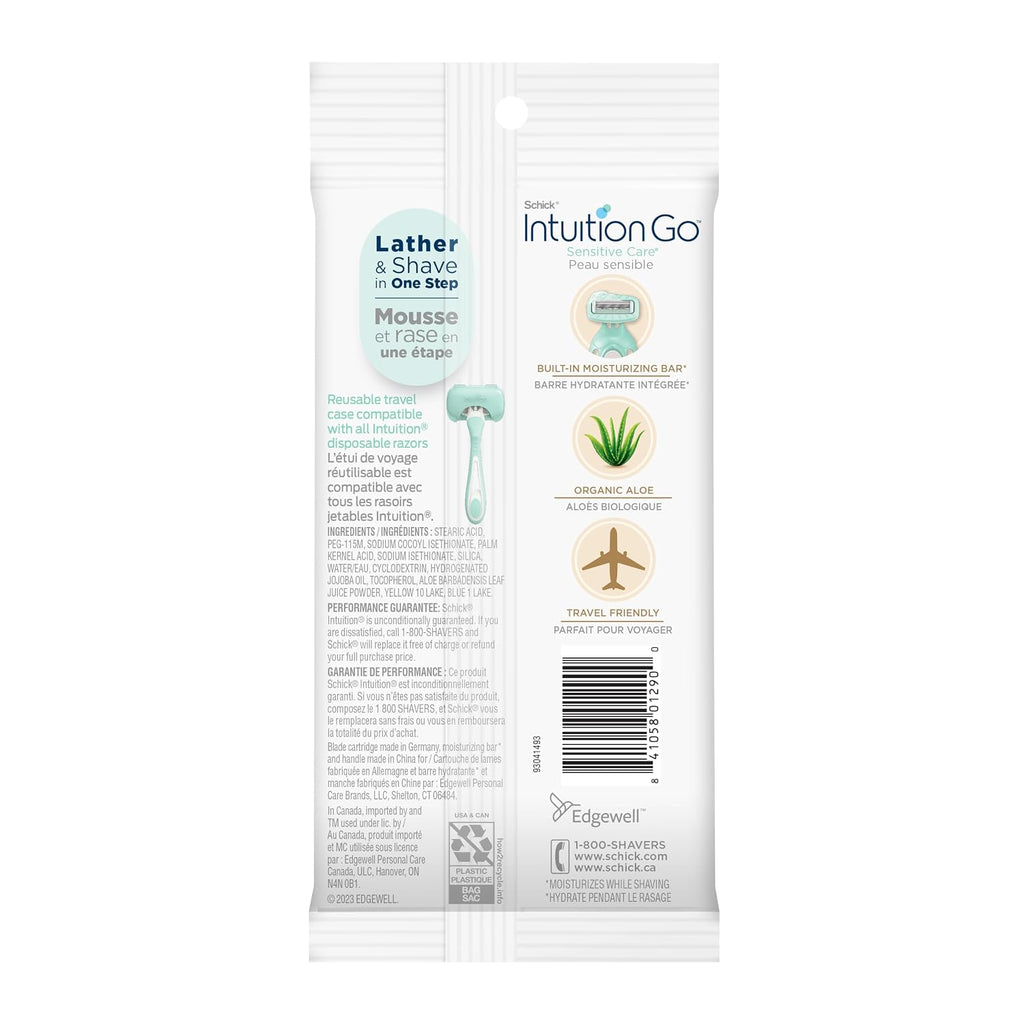 Schick Intuition Go 2-in-1 Mini 4-Blade Razor for Women, 1 ct