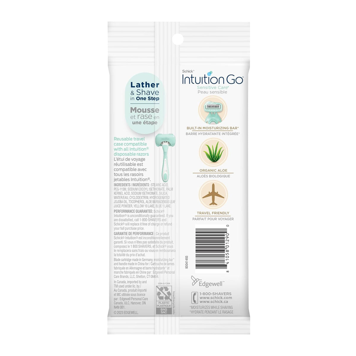 Schick Intuition Go 2-in-1 Mini 4-Blade Razor for Women, 1 ct