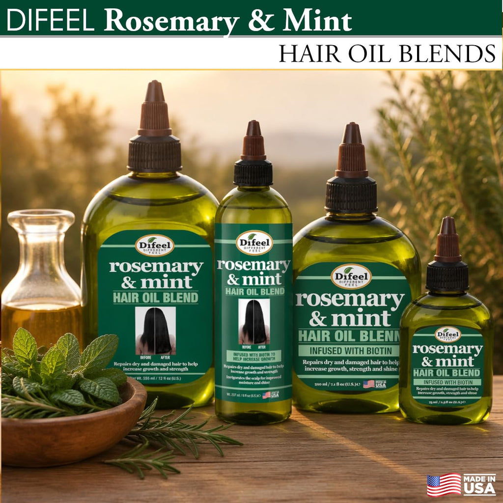 Difeel Rosemary and Mint Hair Oil Blend with Biotin 7.1 Ounce - Strengthening Scalp & Hair Treatment Oil Blend, Nourishe