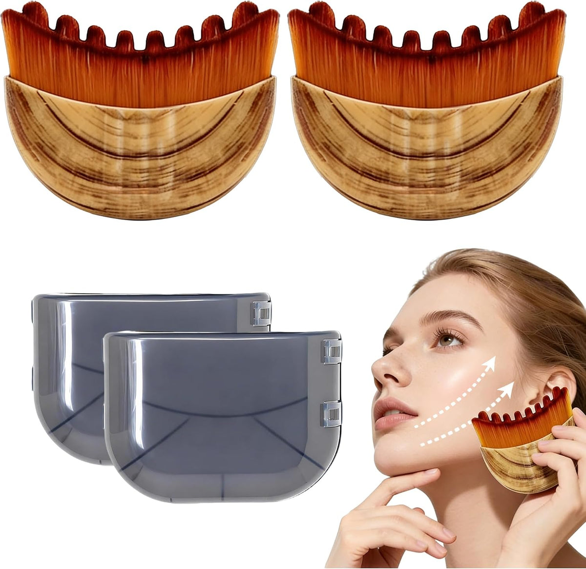 Lymphatic Contour Face Brush(2-PCS),Super Soft Manual Lymphatic Drainage Massager for Sculpting, Relieve Fatigue & Reduc