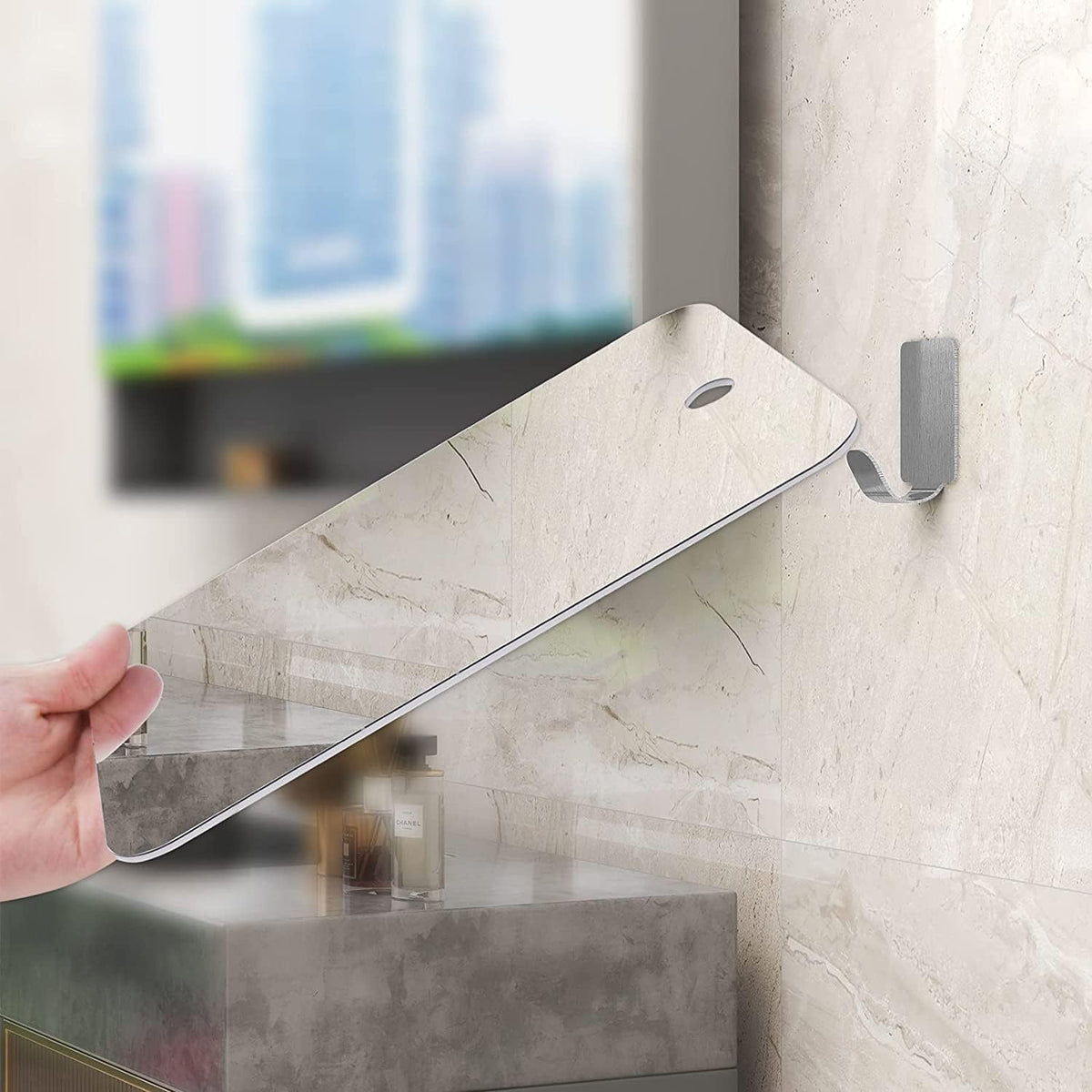 APHUIME Large Fogless Shower Mirror, Anit-Fog Shaving Mirror with hook