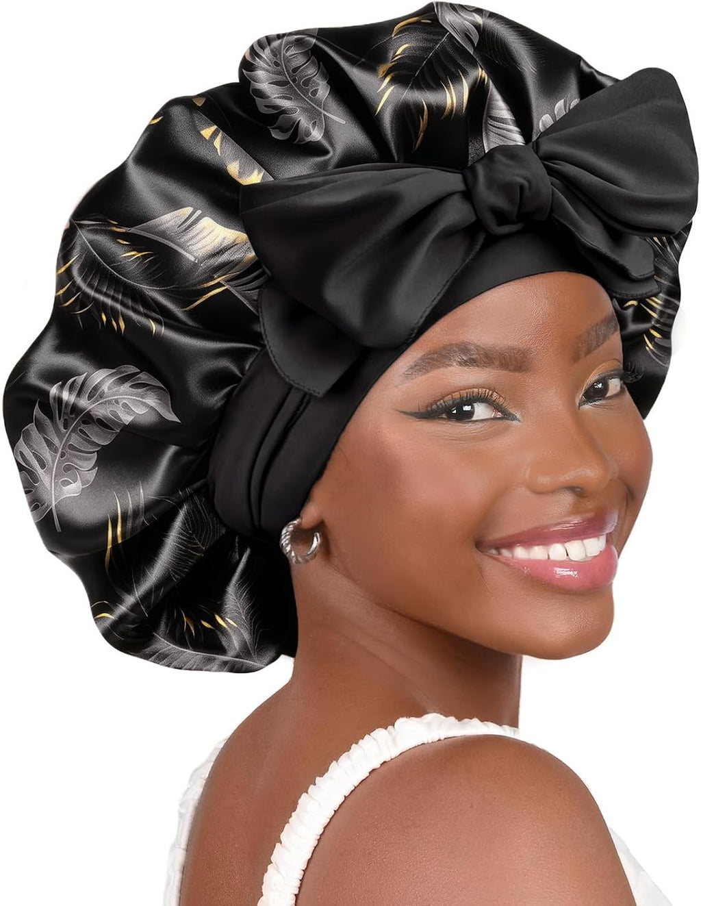 YANIBEST Adjustable Silk Bonnet for Sleeping Women Double Layer Satin Bonnet Reduce Friction Prevent Frizz Curly Hair