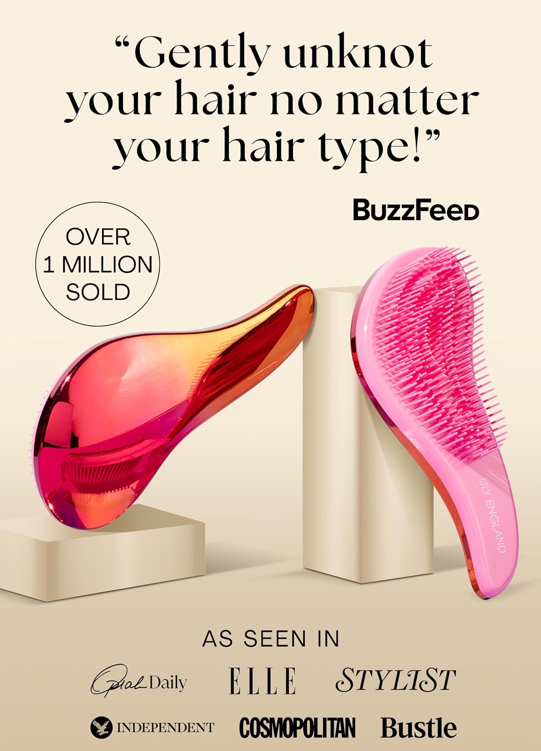 Lily England Detangler Brush for Women & Toddlers, Wet & Dry Hair Brush