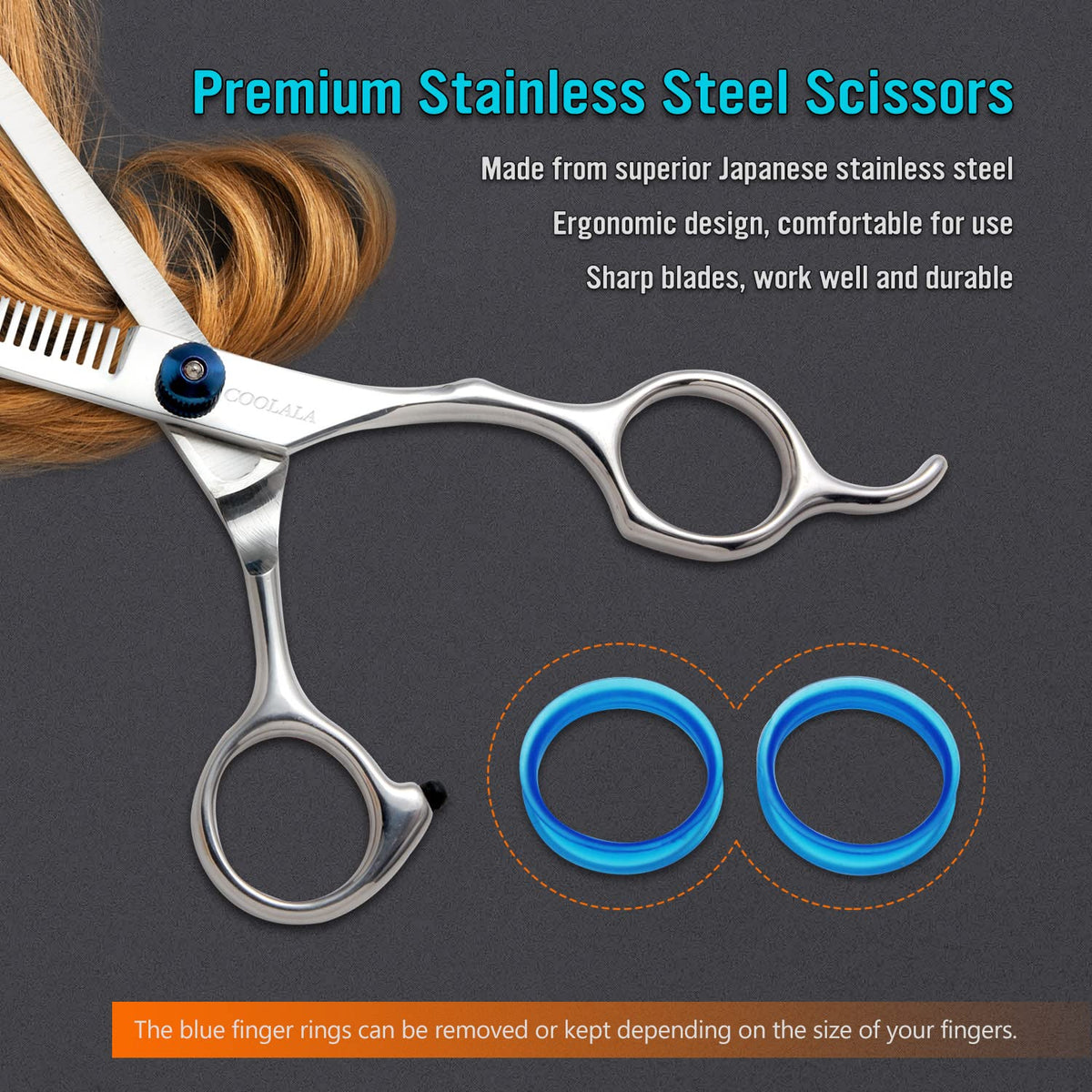 COOLALA Stainless Steel Hair Cutting Scissors Thinning Shears 6.5 Inch Professional Salon Barber Haircut Scissors Family