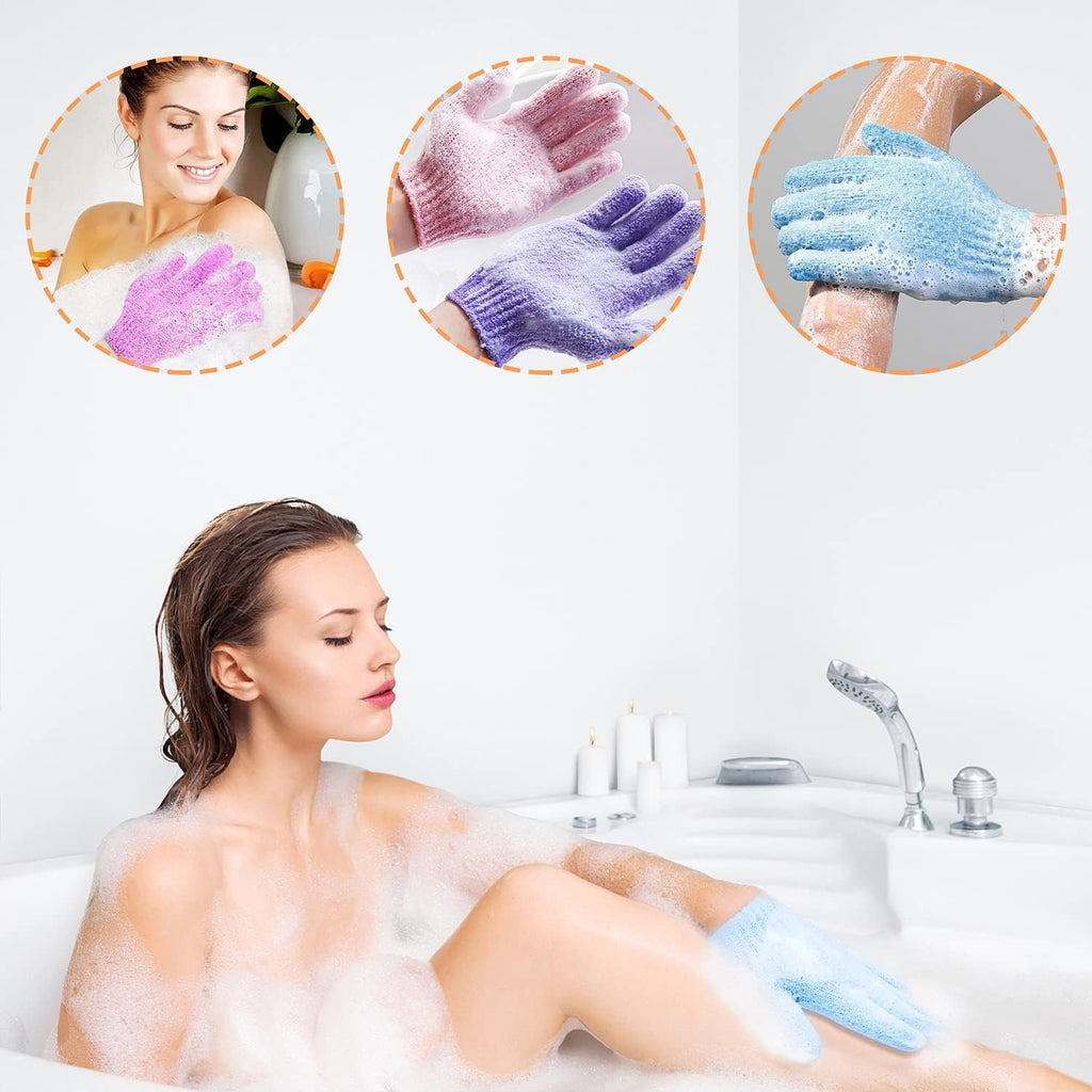 30 Pcs Exfoliating Gloves for Shower, 15 Colors Body Exfoliator Glove with Hanging Loop, Scrub Exfoliate Glove Mitt Bath