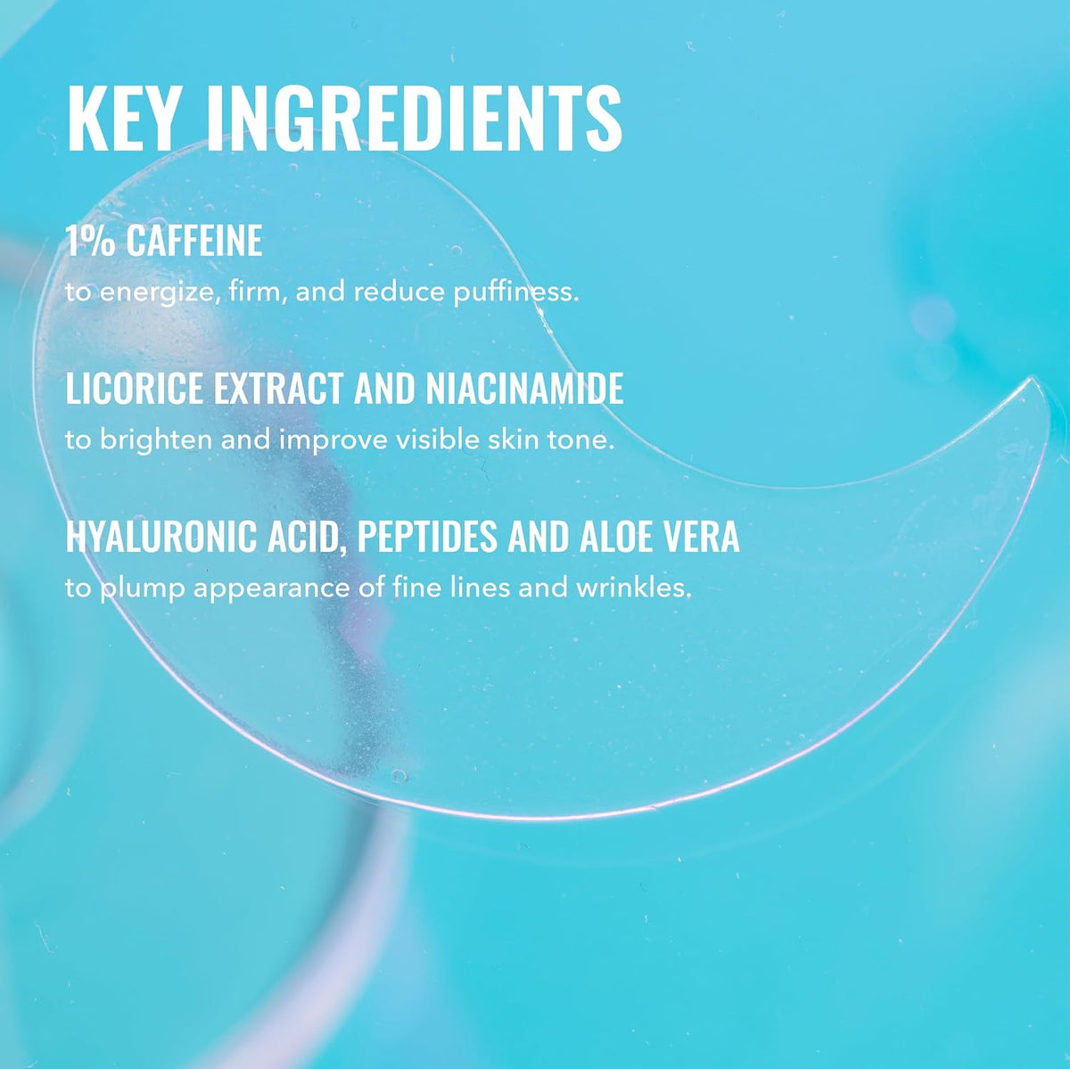Good Molecules Caffeine Energizing Hydrogel Eye Patches - Eye Mask with Hyaluronic Acid Hydrate and Reduce Puffiness - P