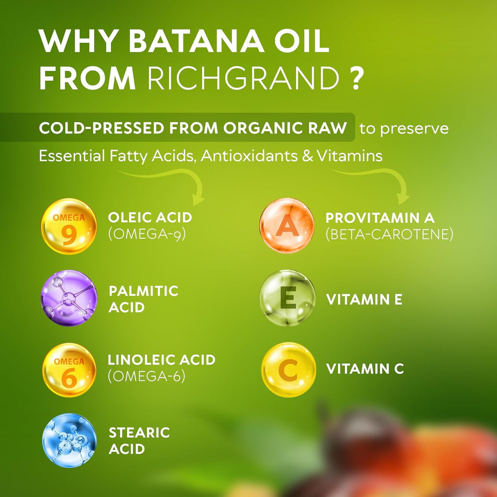 Batana Oil for Hair Growth - 100% Raw & Organic Unrefined Batana Oil - Cold Pressed Hair Mask for Scalp Health, Thicker 