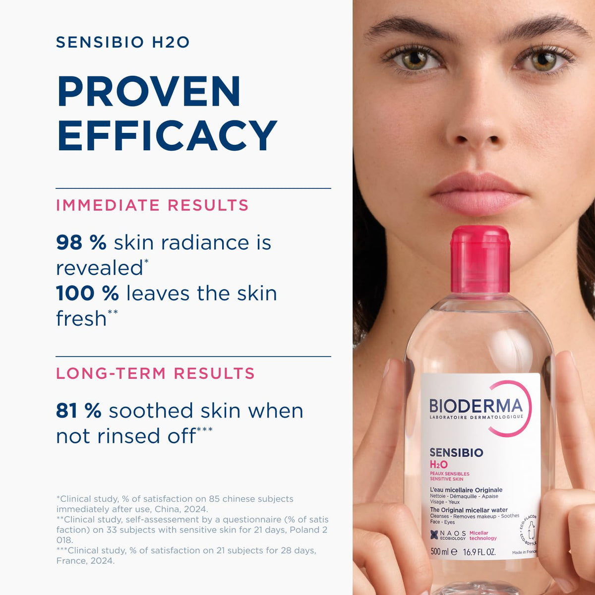 Bioderma - Sensibio - H2O Micellar Water - Makeup Remover Cleanser - Face Cleanser for Sensitive Skin