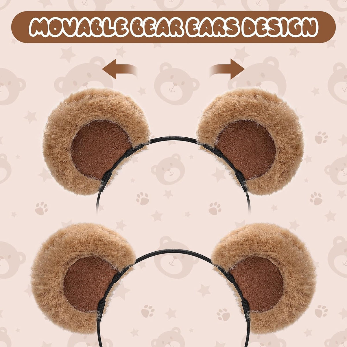 Sightor Bear Ears Headband Cute Bear Hairband Movable Ear Bear Head Wear