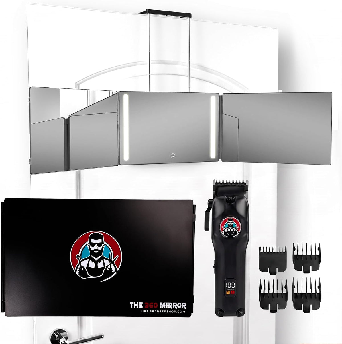 The 360 Mirror Trifold Barber 3 Way Mirror for Self Hair Cutting System