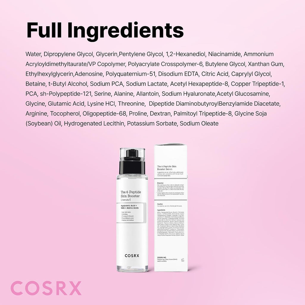 COSRX 6X Peptide Collagen Skin Booster Toner Serum for Dull Skin, 5.07 oz
