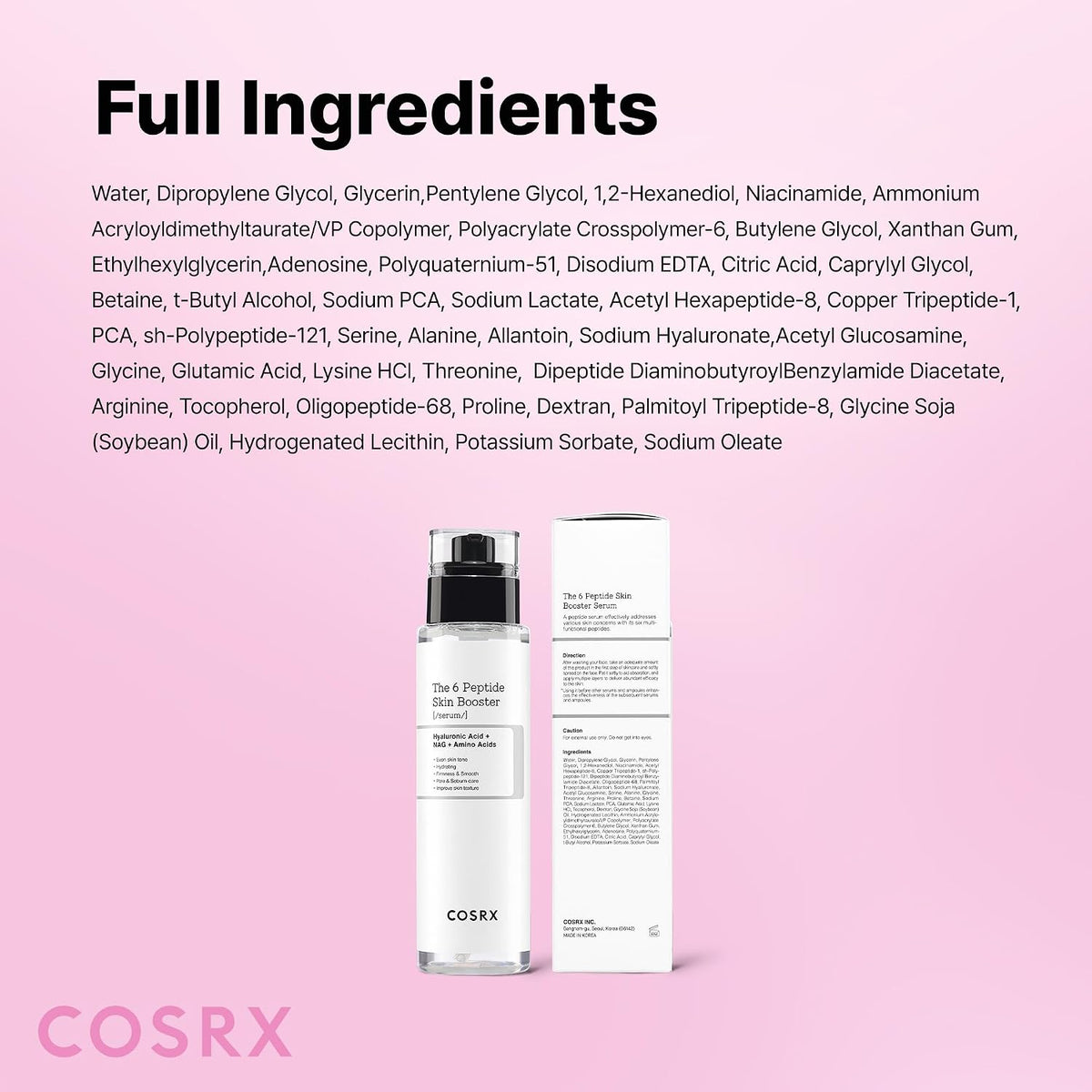 COSRX 6X Peptide Collagen Skin Booster Toner Serum for Dull Skin, 5.07 oz