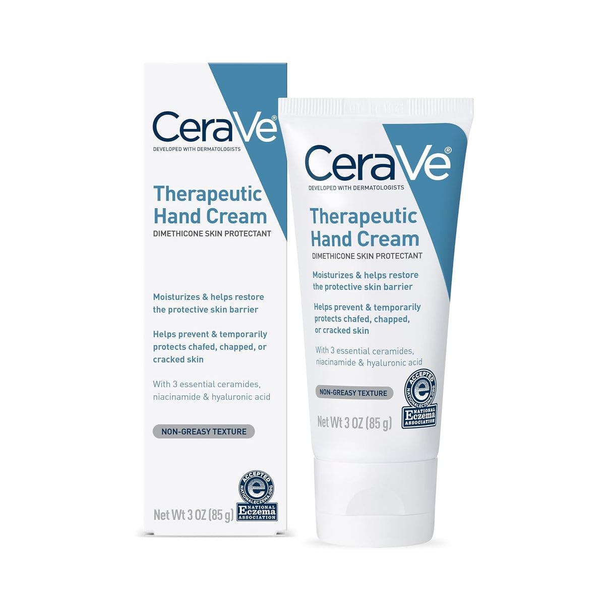 CeraVe Therapeutic Hand Cream, Hyaluronic Acid & Niacinamide Lotion, 3oz