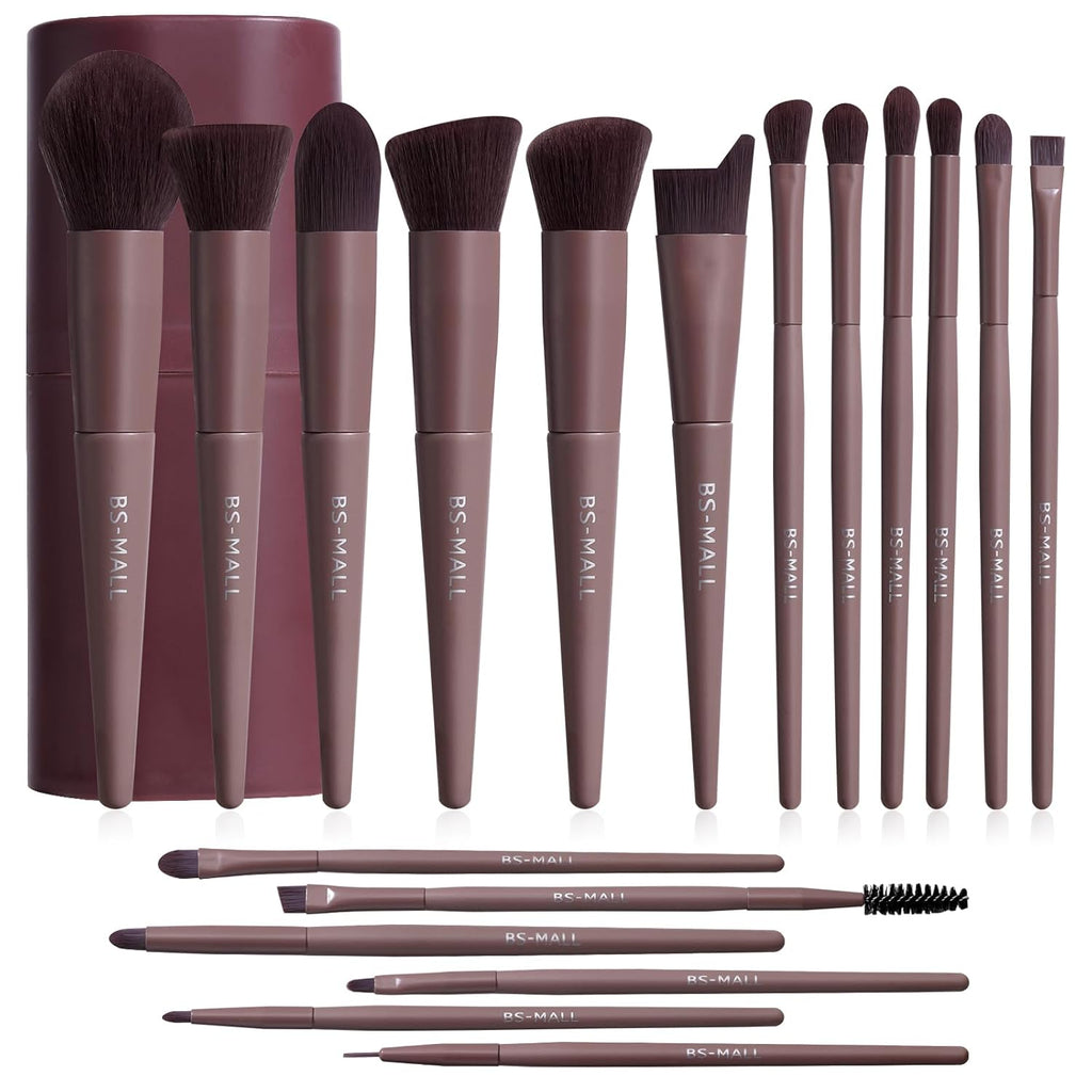 BS-MALL Makeup Brush Set 18 Pcs Professional Foundation Powder Concealers Eyeshadow Blush Synthetic Makeup Brushes with 