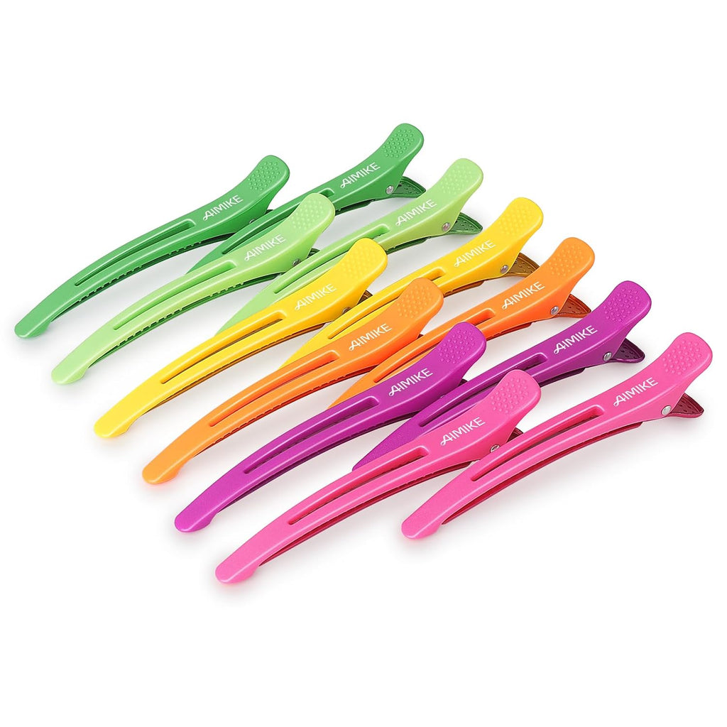 AIMIKE Hair Sectioning Clips with Silicone Band - 6pcs No Crease Duck Billed Clips for Styling, Cutting, and Rollers in 
