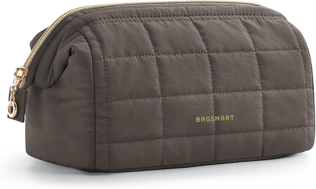 BAGSMART Makeup Bag Travel Toiletry Bag, Wide-open Zipper Pouch, Pink