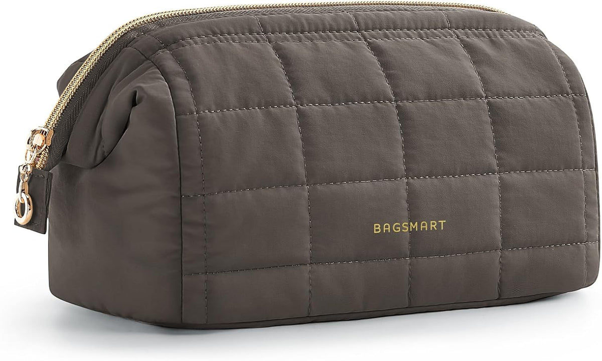 BAGSMART Makeup Bag Travel Toiletry Bag, Wide-open Zipper Pouch, Pink