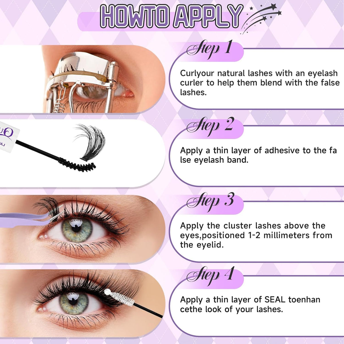 DIY Lash Extension Kit 100D+150D Volume Lash Clusters with Spikes Lash Extension Kit Bottom Lashes Wispy Cluster Eyelash