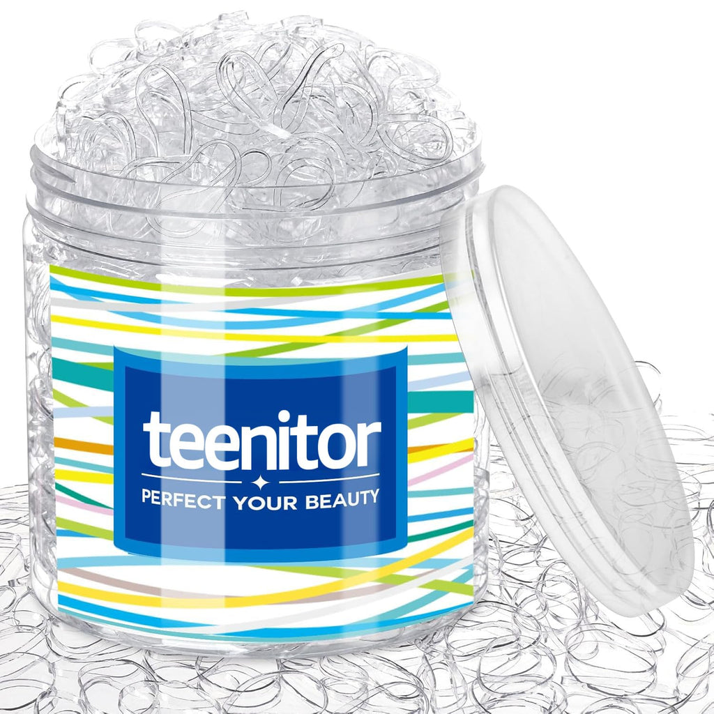 Teenitor 2000Pcs Clear Hair Ties Small Hair Elastics Rubber Hair Bands