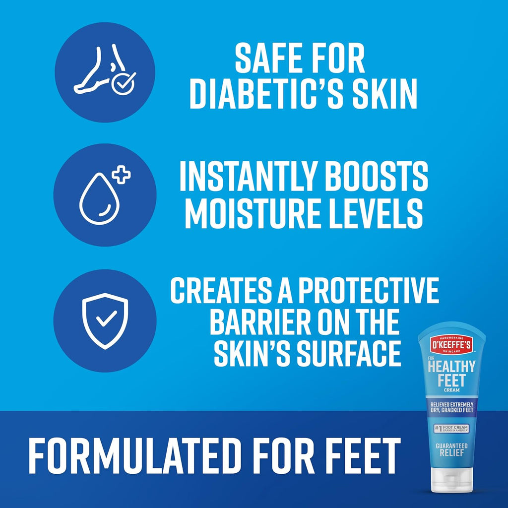 O'Keeffe's for Healthy Feet Foot Cream, 3 oz Tube, 2-Pack, Non-Greasy