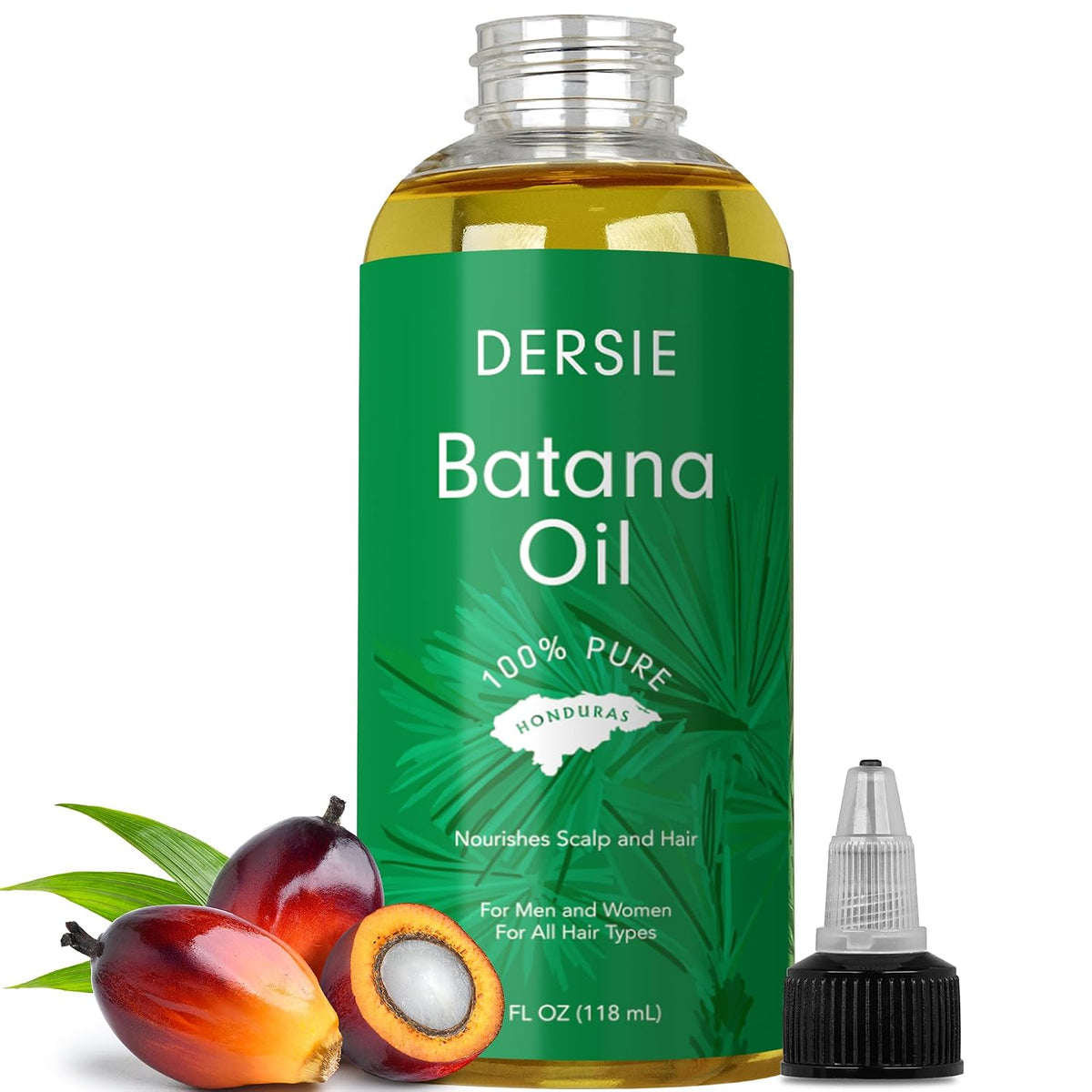 Dersie 100% Pure Batana Oil - Organic Lightweight Leave-In & Pre-Wash Oil for Dry, Damaged, High Porosity Hair - Scalp &